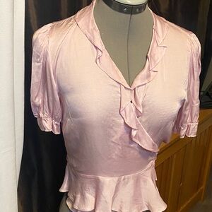 Olivaceous Light Pink Ruffle Blouse